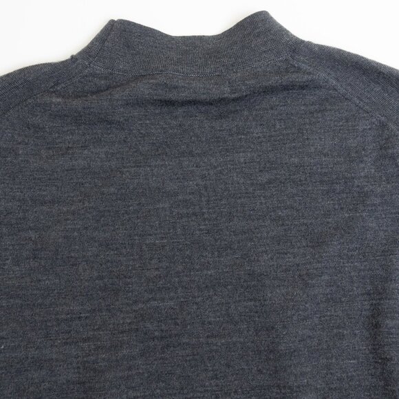 Massimo Dutti 100% Merino Wool Mock Neck Sweater Mens Medium Charcoal Gray Slim - Picture 9 of 12